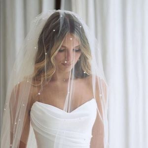 Wedding Veil Blusher Veils with Faux Pearl With comb